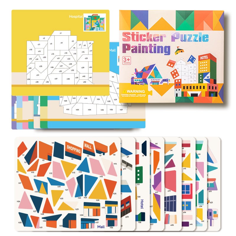 Children'S 3D Geometric Collage Puzzle Educational Toys Kindergarten 3-6 Years Old Focus Handmade Diy Stickers - Image 1